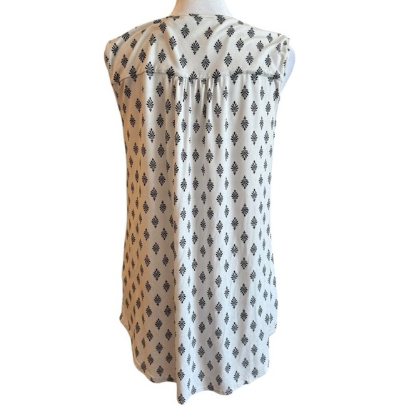 Dalia Boho Sleeveless Top Medium Black White Embroidered Tribal Print - Picture 4 of 7